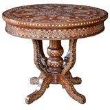 A Large-Scaled Anglo-Indian Inlaid Teak Circular Center Table