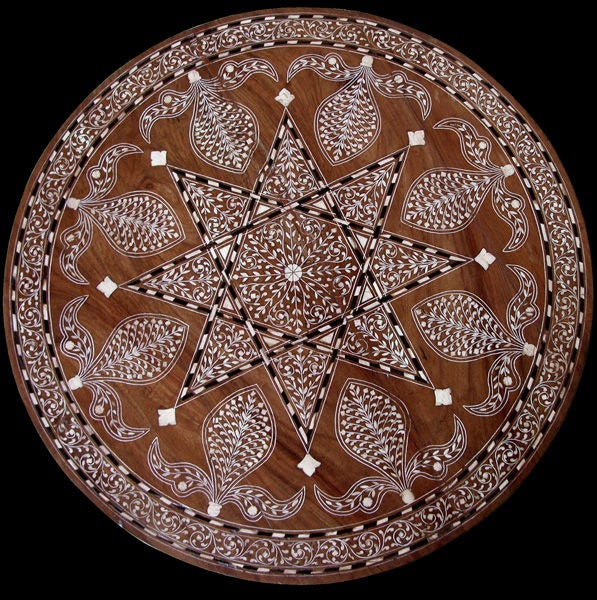A Large-Scaled Anglo-Indian Inlaid Teak Circular Center Table