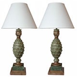 Antique A Fanciful Pair of Italian Neoclassical Style Pineapple Lamps