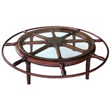A Massive English Chestnut & Brass Ship's Wheel now a Table