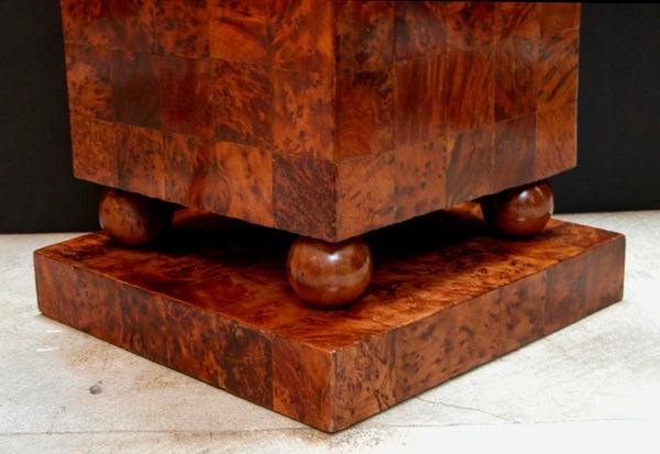 A Chic Pair of French Art Deco Burl Elmwood Square Pedestals