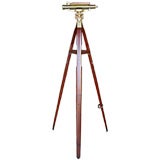 Antique A Handsome English Brass Surveyor's Instrument Raised on a Mahogany Tripod Stand