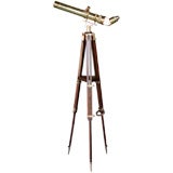 Antique An English Brass Telescope Raised on Adjustable Rosewood Stand
