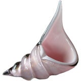 A Large-Scaled Italian Mid-Century Pink Cased-Glass Conch Shell