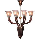 Italian 1940's Aubergine & Ivory Aventurine Art Glass Chandelier