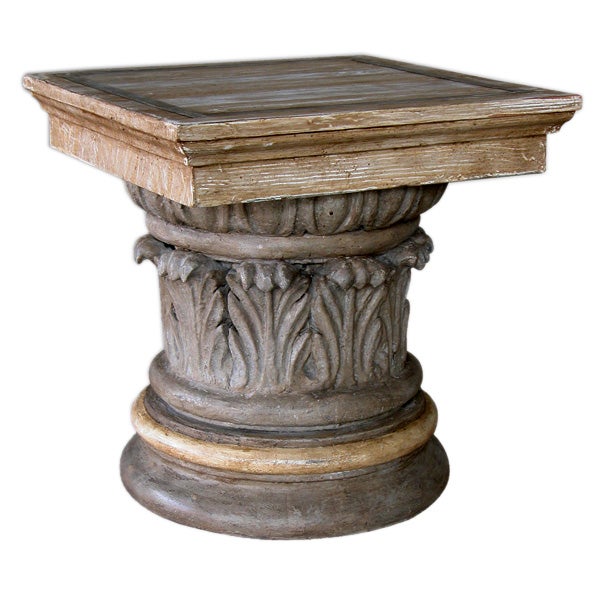 An American Neoclassical Style Gray Painted Plinth or Side Table