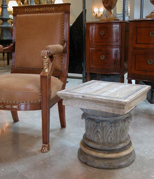 An American Neoclassical Style Gray Painted Plinth or Side Table 2