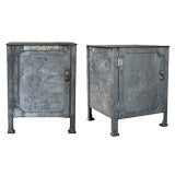Antique A Robust Pair of American Industrial Single-Door Iron Cabinets