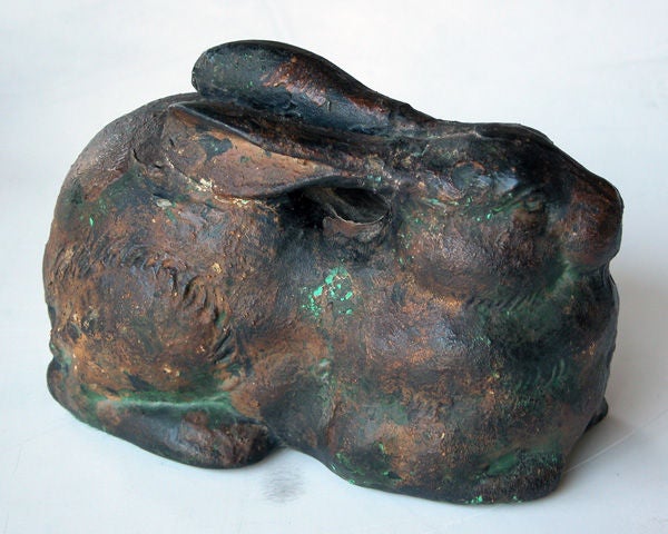19th Century A Delightful and Well-Patinated Pair of Japanese Iron Rabbits