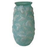 An American 1940's Sculptured Art Glass "Thistle"Vase; Phoenix