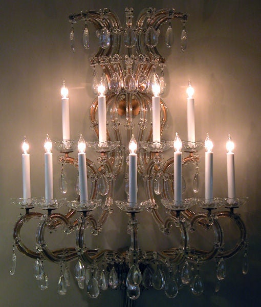 A Monumental Pair of French Maria Theresa Style Wall Sconces In Excellent Condition In San Francisco, CA