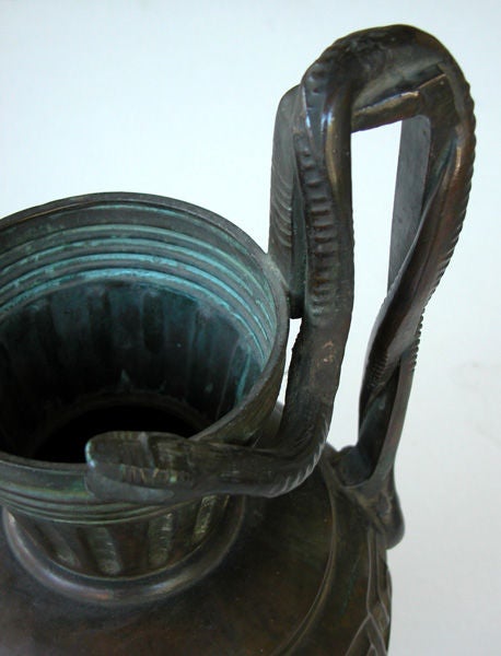 Italian Neoclassical Style Bronze Ewer w/Entwining Snake Handle