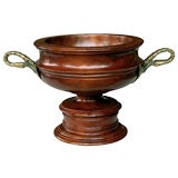 A French Napoleon III Turned Walnut Urn with Swan-Form Handles