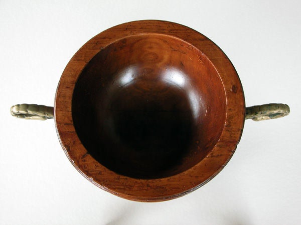 A French Napoleon III Turned Walnut Urn with Swan-Form Handles