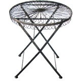 Delightful French 1940's Wire Circular Folding Table w/Iron Base