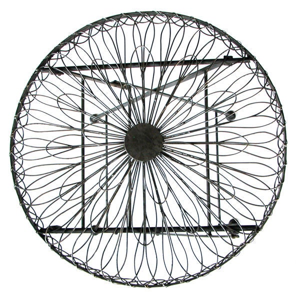 Delightful French 1940's Wire Circular Folding Table w/Iron Base