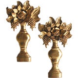 A Well-Carved Pair of Italian Rococo Revival Carved Giltwood Wall Appliques of Floral Bouquets