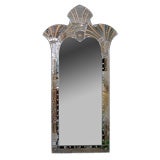 A French 1950's Venetian Style Mirror w/Etched Key Fret Border