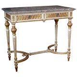 Elegant Danish Neoclassical Style Ivory Painted & Parcel Gilt 2-Drawer Console