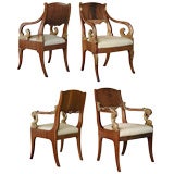An Assembled Set of 4 Russian 2nd Empire Mahogany Armchairs