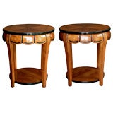 A Stylish Pair of American 1940's Maplewood Circular Side Tables