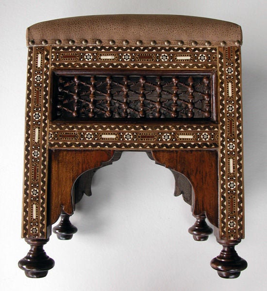 A Handsome Set of Anglo Indian Square Stools with Bone Inlay