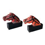 Antique A Playful Pair of English Cast Iron Polychromed Carnival Horse Heads