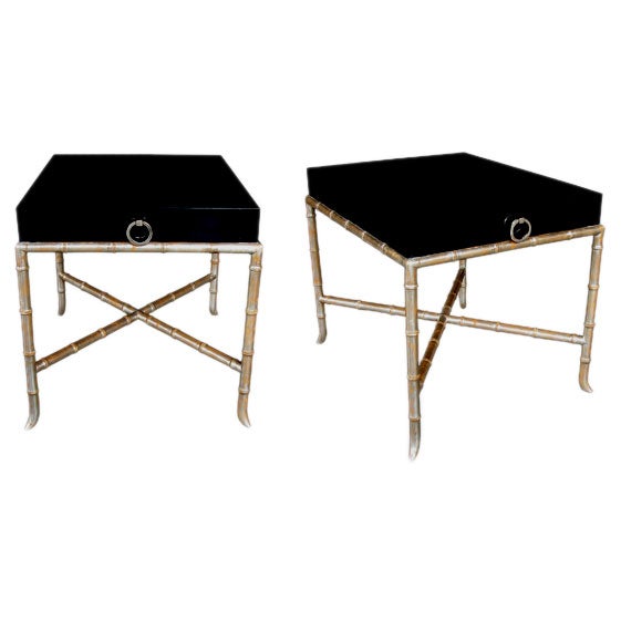 A Chic Pair of American Mid-Century Regency Style Side Tables