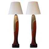 Used A Unique Pair of American 1920's Mahogany Propeller Floor Lamps