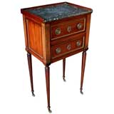 A French Directoire 2-Drawer Walnut Commode w/Brass Detailing