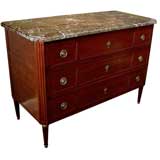 A Tailored French Louis XVI Style Mahogany 3-Drawer Chest with Marble Top