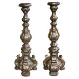 A Handsome Pair of Italian Baroque Baluster-Form Candlesticks