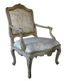 A Boldly Scaled Italian Rococo Pale Blue & Celadon Painted Chair