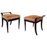 A Handsome Pair of Danish Empire Faux Rosewood Painted Benches