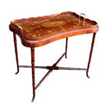 An English Regency Rectangular-Form Marquetry Tray on Stand