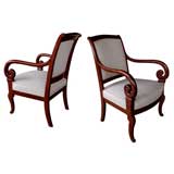 A Gracefully Proportioned Pair of French Restauration Mahogany Armchairs 9
