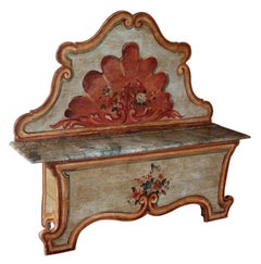 Italian Baroque Style Pine Painted High Back Blanket Bench