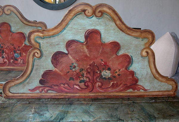 Hand-Painted Italian Baroque Style Pine Painted High Back Blanket Bench For Sale