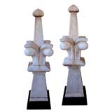 A Large-Scaled Pair of French Gothic Style Zinc Roof Finials