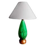 An Italian 1960's Ovoid Form Vibrant Green Art Glass Lamp