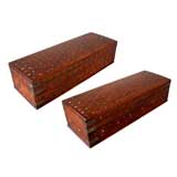 A Pair of Anglo Indian Rosewood Rectangular Brass Inlaid Boxes