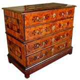 A Rare German Baroque Walnut 4-Drawer Chest with Inlay