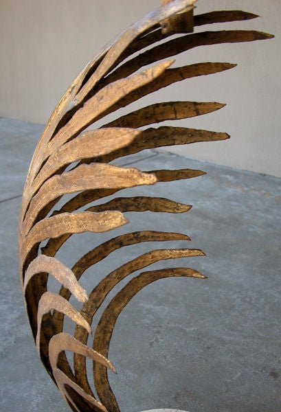 A Striking Pair of American 1960's Gilt Metal Palm Frond Lamps
