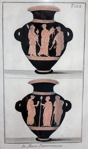 A Set of 4 Hand-Colored Copper Engravings of Classical Urns 1