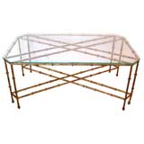 A French Gilt-Iron Faux Bamboo Rectangular Cocktail Table
