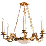 A Danish Rococo Style Gilt Tole and Metal 6-Arm Chandelier