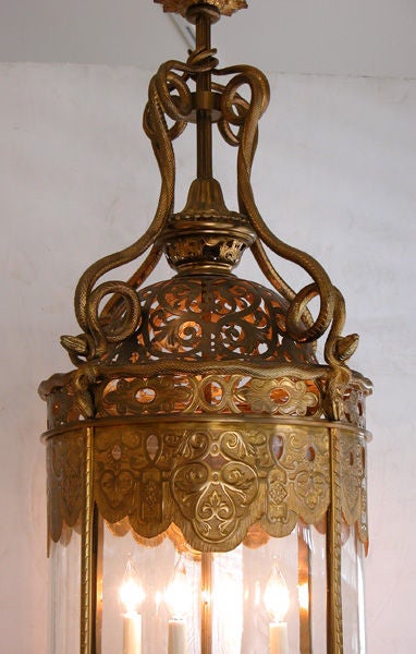 A Grand-Scale French Franco-Moresque Style Gilt Bronze Lantern