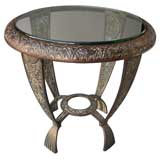 A Charming American Art Deco Gilt-Iron Circular Glass Top Table