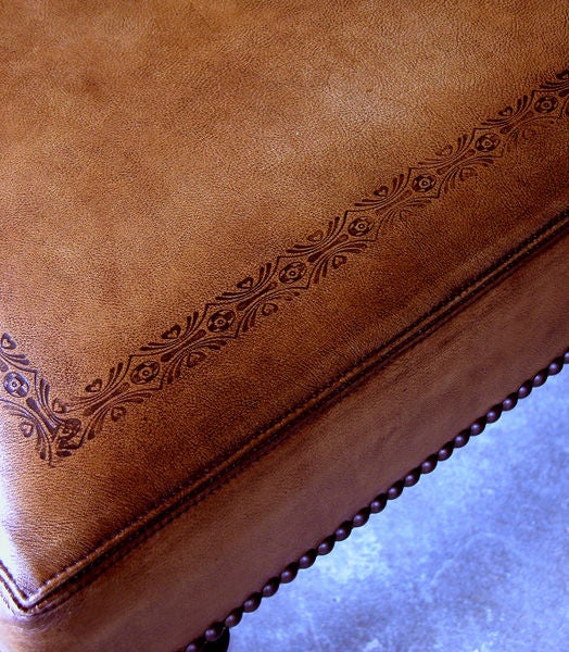 A Handsome English Queen Anne Walnut Side Chair with Embossed Leather Upholstery 2