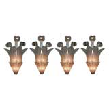 A Rare Set of 4 French Art Deco Wall Lights by Maison Bagues